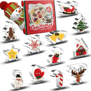 Christmas Cookie Cutters, 12 Pcs Stainless Steel Holiday Cookie Cutters Shape, Gingerbread Men, Christmas Tree, Snowflake, Santa Face and Snow Man for Baking Decorative Party Supplies