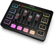 FIFINE Gaming Audio Mixer, Streaming RGB PC Mixer with XLR Microphone Interface, Individual Control, Volume Fader, Mute Button, 48V Phantom Power, for Podcast/Recording/Vocal/Game Voice-AmpliGame SC3 - Black