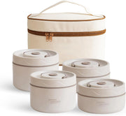 Stainless Steel Lunch Box 4pcs Set, 3-Layers of Insulation Leakproof Box with Thermal Insulated Lunch Bag, 304 Steel Containers Stackable & Perfect for Work, School, Travel, Picnics