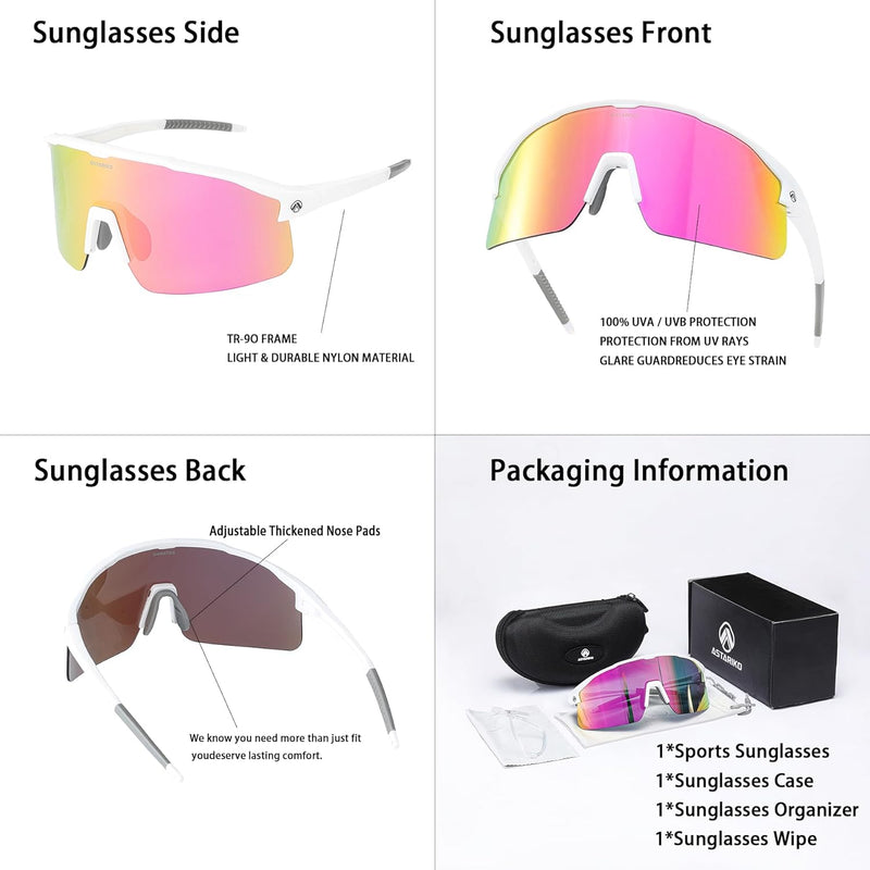ASTARIKO Polarized Sports Sunglasses for Men & Women – UV400 Protection, Anti-Slip TR90 Half-Frame for Running, Cycling, Golf & Outdoor Activities