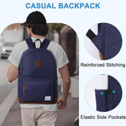 VASCHY Men's Backpack, Women's Waterproof School Bag, Boy Girl Computer 15.6 Inch Vintage for School, College, Work, Travel, Leisure