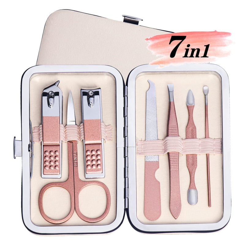 ORiTi Travel Manicure Set, 7 in 1 Manicure Kit Pedicure Kit Nail Clippers Set Stainless Steel Nail Kit
