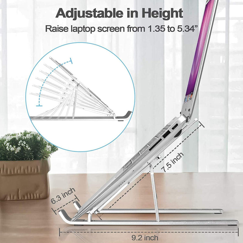 Toshionics Portable Ergonomic Adjustable Laptop Riser Stand Ventilated Desktop (White) - White