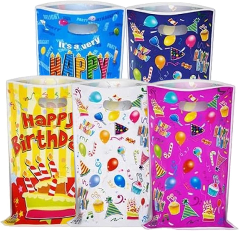 50 Pcs Halloween Treat Bags with Handles Halloween Goodie Bags for Kids,Trick or Treat Candy Gift Bags,Plastic Tote Goody Bags for Party Favors Supplies - Multicolor-C 16.5*25-50pcs
