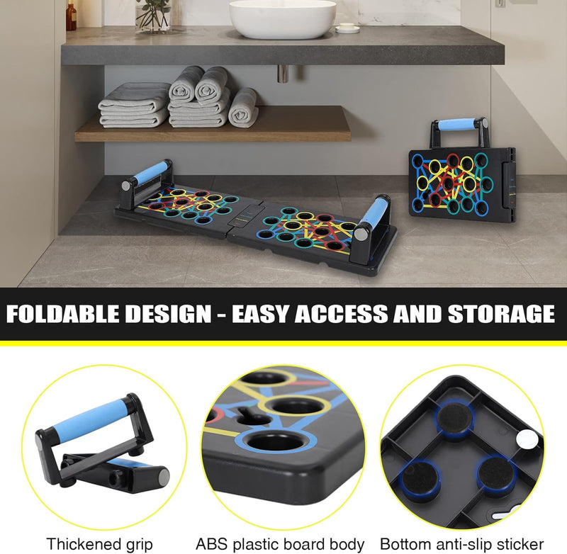 Home Workout Equipment Push Up Board 24 in 1 Multi-Functional Pushup Bar System Fitness Floor Chest Muscle Exercise Professional Equipment Burn Fat Strength Training Arm Men & Women Weights - Standard