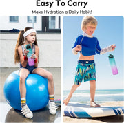 Motivational Water Bottle 1L with Straw BPA-Free, Leakproof Sports Bottle with Time Marker for Kids and Adults, Drink bottle for Gym, Travel, School, Office Use, Daily Hydration