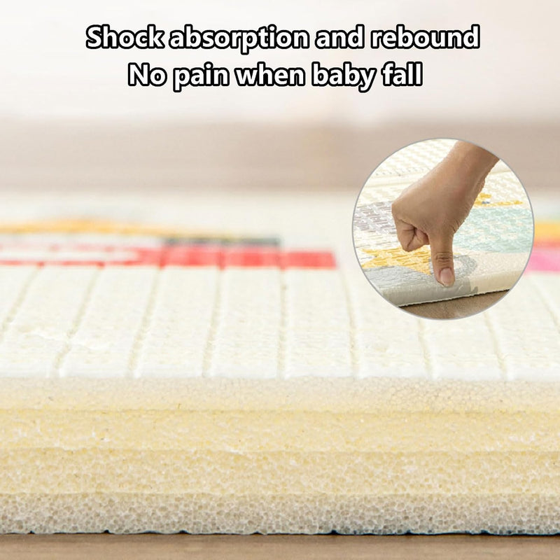 ROUNY Foldable Baby Play Mat, Extra Large Waterproof Activity Playmats for Babies, Toddlers, Infants, Play & Game Time, Thickened Foam Baby Mat for Floor with Travel Storage Bag, 200 x 180 x 2 CM