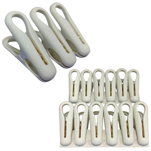 12pcs Laundry Drying Clothespins, Strong Finger Clips for Skirts, Pants, Clothes Pins for Air Drying, Clothes Peg Clips for Outdoor Drying Clothes, Plastic Clips Non Slip Rubber Mouth Grip Clothesline