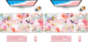 Auhoahsil Desk Pad, XXL Large Mouse Extended Gaming Mousepad, Cute Mat for Women, Big Office Accessories Pad Computer Keyboard and Laptop, 35.5 x 15.7 Inch, Pretty Pink Flowers, Girly Flowers - 02 Pink Flowers XX-Large (Pack of 2)