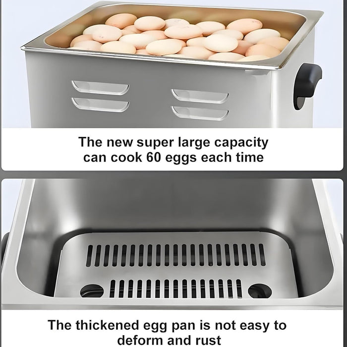 2600W Commercial Egg Boiler, Stainless Steel Egg Cooker with Mesh Basket, 45 Pcs Electric Poached Egg Maker with 30~110°C Temperature Control for Soft-Boiled/Half-Boiled Egg