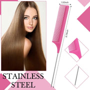 Geiserailie 3 Pcs Slick Back Hair Brush Set Bristle Brush Edge Control Teasing Comb for Women Black Hair(Black)