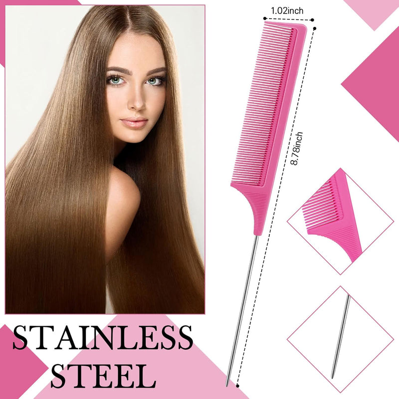 Geiserailie 3 Pcs Slick Back Hair Brush Set Bristle Brush Edge Control Teasing Comb for Women Black Hair(Black)