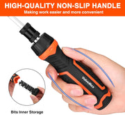 ValueMax Ratcheting Screwdriver, 9-In-1 Multi Screwdriver, Adjustable Length, High-Strength Bits, Phillips, Slotted, Torx, Hex, Nut Driver