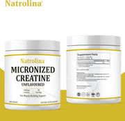 Natrolina 100% Micronized Creatine Monohydrate Powder (Unflavoured)-400g/80 Servings Premium Muscle Building Support, Boost Energy & Performance