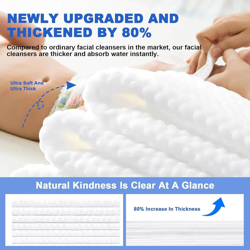 Disposable Face Towel, 200 Count Soft Cotton Facial Dry Wipes, Lint-Free Dry Wipes, Multi-Purpose for Skin Care, Make-up Wipes, Face Wipes and Facial Cleansing Large packing, for Sensitive Skin
