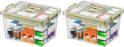 SKY-TOUCH Family Medicine Storage Box : Clear Plastic Storage Box with Tray Tool Organizer with Handle Multipurpose Storage Box for Medicine Toys Tools Office Supplies (37 26 20cm Beige) - Large (Pack of 2)