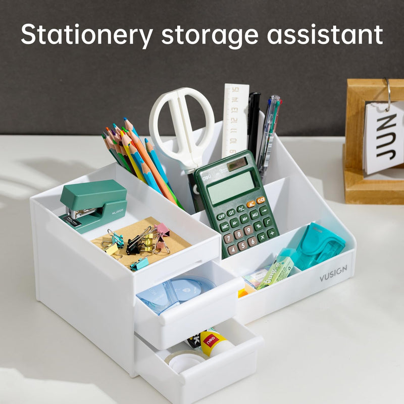 Deli White Cosmetic Storage Box 28.5x17.5x12.5cm - Breathable Organizer with Dustproof Lid & Side Handles - Makeup Organizer