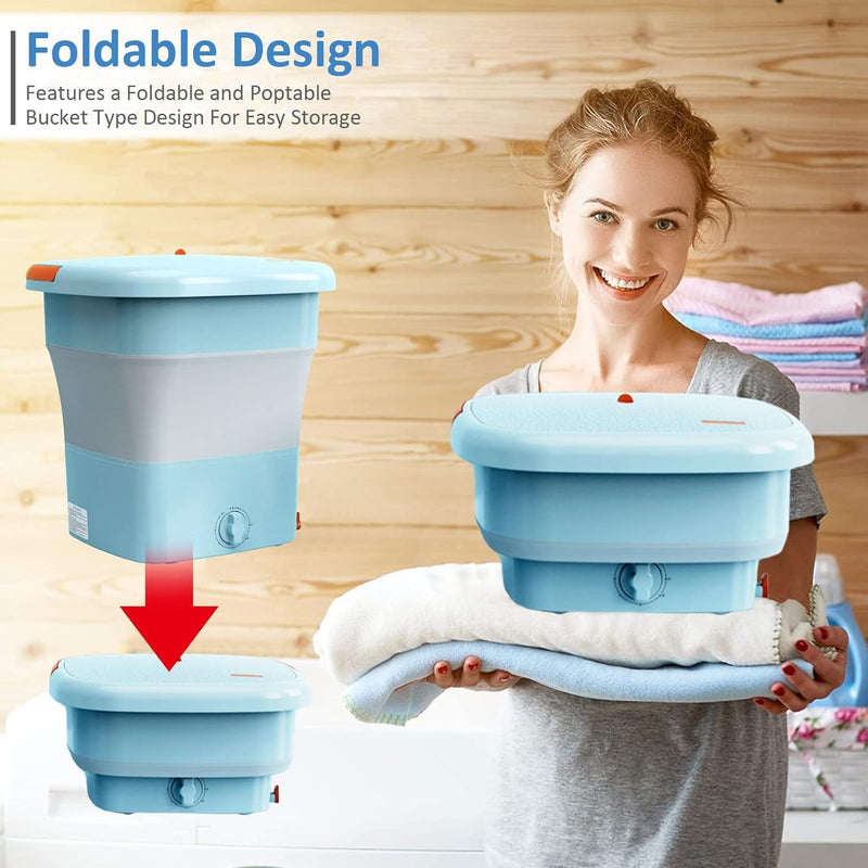 TDOO Folding Clothes Washing Machine, Portable Mini Automatic Home Travel Washing Machine, Lightweight Underwear Washer for Apartment, Laundry, Camping, RV, Travel, Underwear, Personal, Baby (12L)