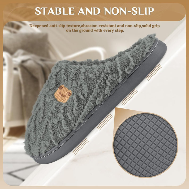 Anti-Skid Cozy Plush for Indoor Outdoor Slippers