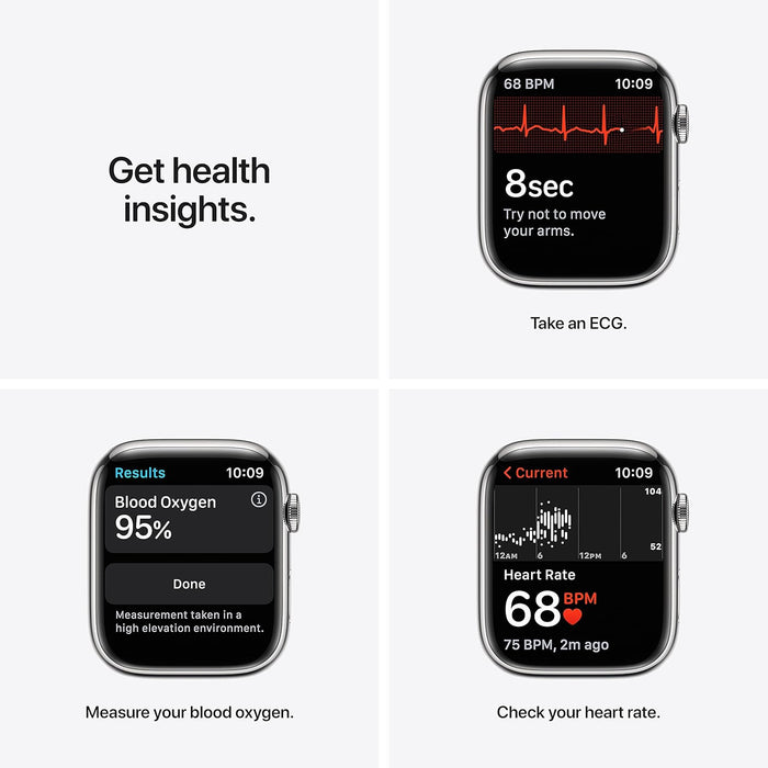 Apple Watch Series 7 (GPS + Cellular, 45mm) Smart watch - Graphite Stainless Steel Case with Midnight Sport Band - Regular. Fitness Tracker, Blood Oxygen & ECG Apps, Water Resistant (Renewed)