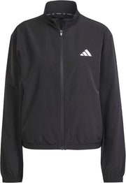 womens Train Essentials 3-Stripes Woven Warm-Up Jacket Sweatshirt - Black