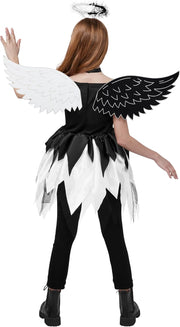 Spooktacular Creations Children's Twisted Angel Costume, Girls' Dress, Half Angel/Half Devil, Kids' Outfit Set for Halloween Party