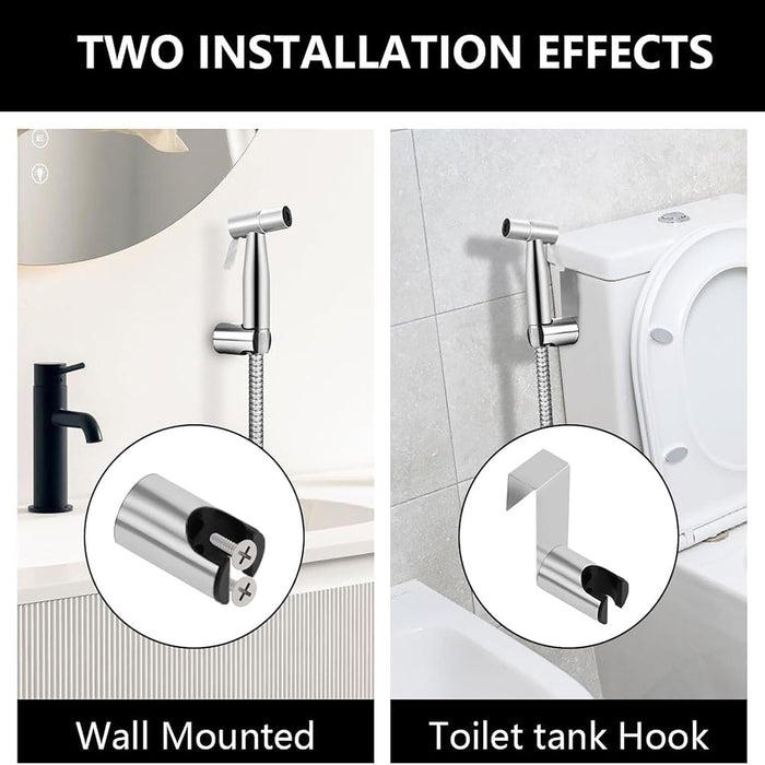 Handheld Bidet Sprayer Kit for Toilet, Stainless Steel Brushed Nickel Sprayer Toilet Bathroom Shower Head with 59 inch Hose and Wall Bracket Holder 3 Set(Note: linker not T valve Included)