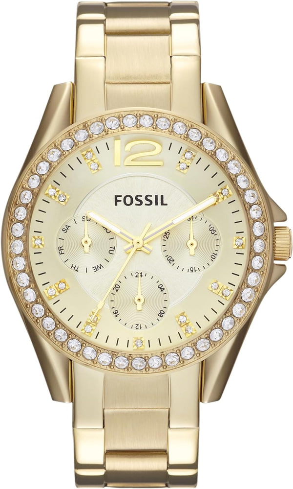 Riley Women's Watch with Crystal Accents and Stainless Steel Bracelet Band - Gold