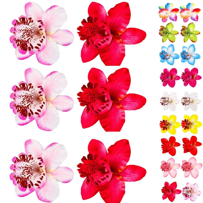 MAKINGTEC Flower Hair Clips, Orchid Hair Clips Bohemian Style Hair Accessories, Multicolor Hair Clips for Ladies Girls, Wedding Party Styling Decorative Accessories (20pcs)