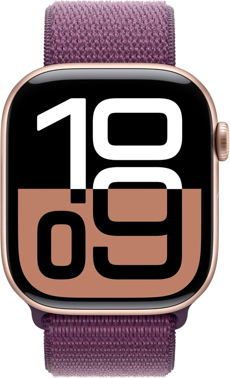 Apple Watch Series 10 GPS + Cellular 46 mm Smartwatch with Jet Black Aluminium Case with Ink Sport Loop - One Size. Fitness Tracker, ECG App, Always-On Retina Display, Carbon Neutral