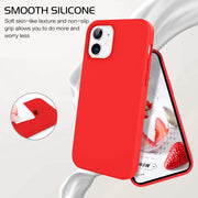 DOMAVER Case Compatible with iPhone 12 / iPhone 12 Pro Slim Smooth Liquid Silicone Soft Gel Rubber Microfiber Lining Cushion Protective Cover for iPhone 12/iPhone 12 Pro 5G 6.1 Inch (2020), Red - Red