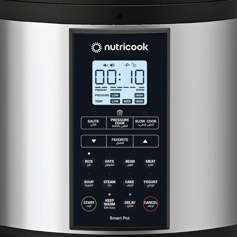 Nutricook Smart Pot 2 Rice Cooker, Steamer, Sauté Pot, Yogurt Maker & More,9 In 1 Electric Pressure Cooker, Slow Cooker,6 Liters, 12 Smart Programs With New Smart Lid
