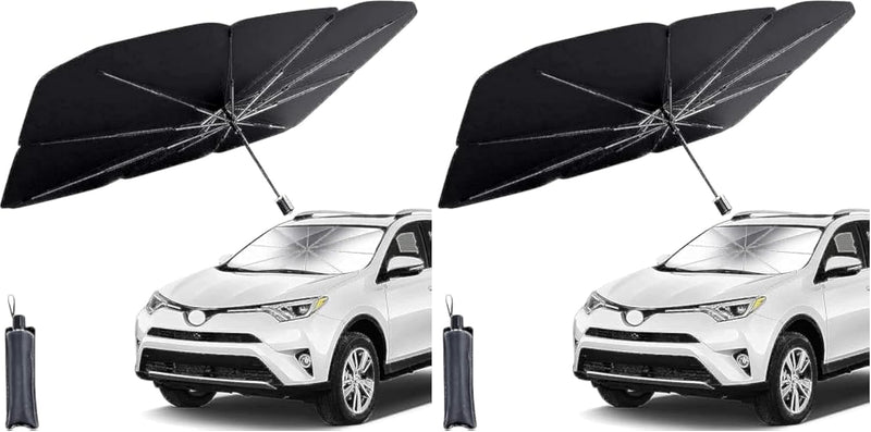 helloleiboo Car Windshield Sun Shade UV Rays and Heat Sun Visor Protector Foldable Reflector Windshields Umbrella - 57 * 31 inches (Pack of 2)