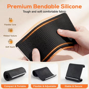 Flexible Phone Holder, Foldable Aluminum Anti-Slip Stand for Travel Airplane Desk Treadmill, Universal Silicone Mount Compatible with Phone Tablet Laptop, Black