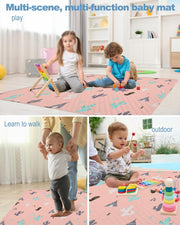 Portable Baby Play Mat Machine Washable, Foldable Crawling Mat for Floor 43x43 Baby Playpen Mat, Soft Non Slip Non-Toxic Playmats for Infants, Kids Tent Mat Square
