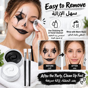 Black White Face Body Paint, Non-Toxic Face Painting Kit with 2 Professional Paint Brushes for Art Theater Halloween Party Cosplay