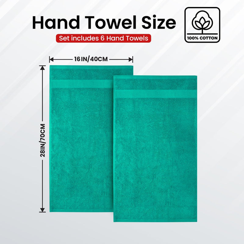 Infinitee Xclusives Premium White Hand Towels - Pack of 6, 41cm x 71cm Bathroom Hand Towel Set, Hotel & Spa Quality Hand Terry Towels for Bath room, Highly Absorbent and Super Soft Bathrooms Towels