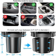 Car Cup Holder Phone Mount: Universal Auto Cell Phone Stand with Drink Expand Cup Holder for SUV Automobile Compatible with iPhone & Samsung and Other Android Smartphone-Black