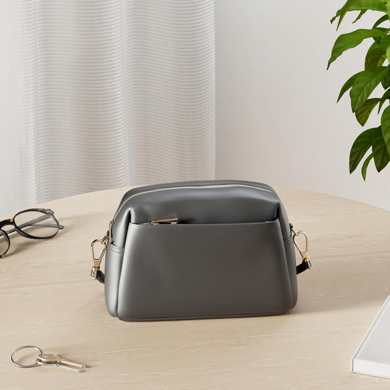 Triple Zip Small Crossbody Bag - Black