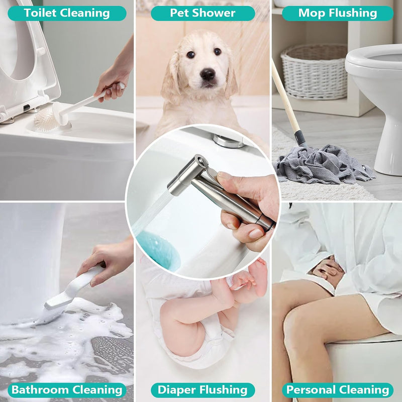 BARROCK All Metal Stainless Steel Hand Held Bidet Sprayer for Toilet, High Pressure Sprayer Head Brushed Gold