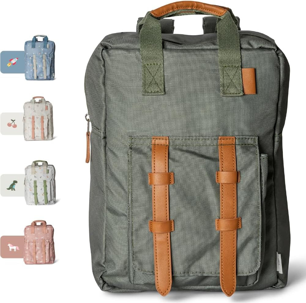 Kids School Backpack 5-8 years, Easy to Carry & Durable, Made of Sustainable Materials, Spacious, Perfect for Nurseries and Travel, Classic Cherry Print
