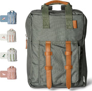 Kids School Backpack 5-8 years, Easy to Carry & Durable, Made of Sustainable Materials, Spacious, Perfect for Nurseries and Travel, Classic Cherry Print - Green Kids Backpack