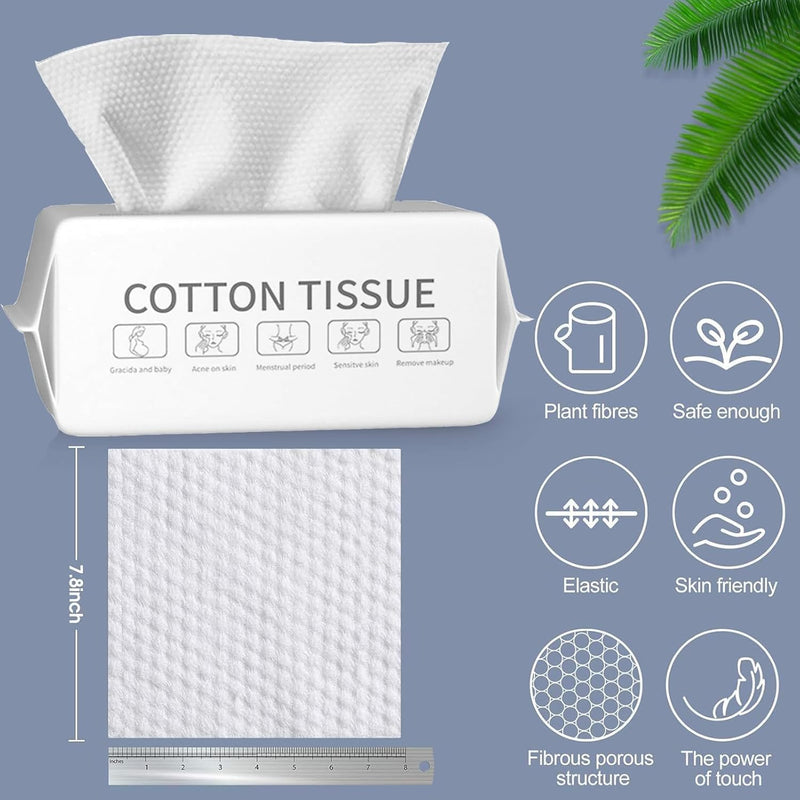 MOMENT 4Packs Disposable Face Towel Soft Washcloths Facial Cleansing Cotton Tissue Wet Dry Wipes Makeup Remover Towel for Skincare 400PCS/200 200MM