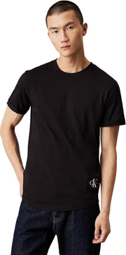 Jeans Men's Badge Turn Up Sleeve S/S Knit Tops - black