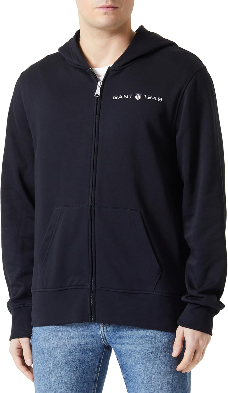 Men's Printed Graphic Full Zip Hoodie - Black