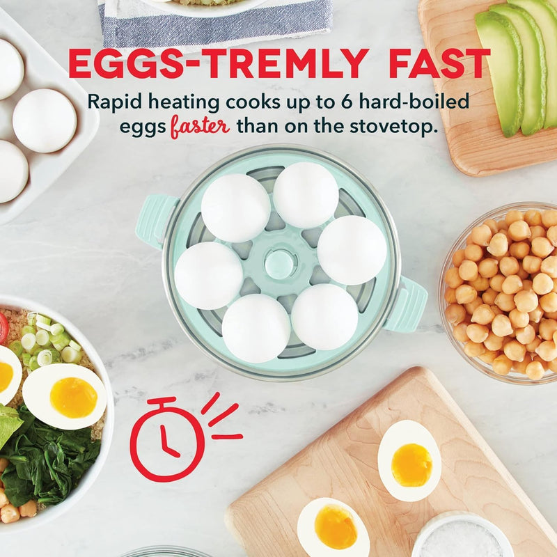 Dash Rapid Egg Cooker: 6 Egg Capacity Electric Egg Cooker for Hard Boiled Eggs, Poached Eggs, Scrambled Eggs, or Omelets with Auto Shut Off Feature, Black, 2 years warranty