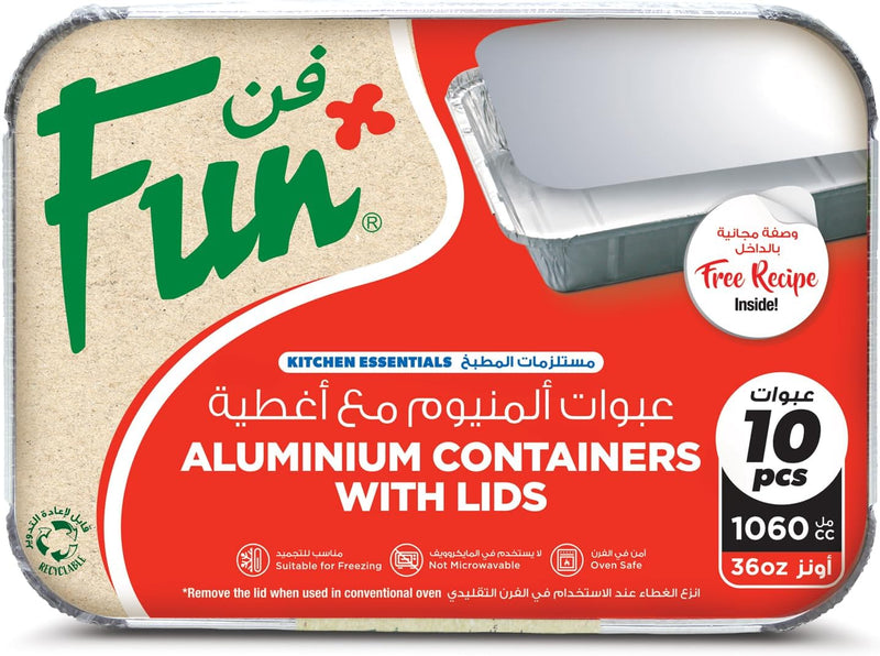 Fun Aluminium Containers with Lids 800Cc (Pack of 10) Leakproof Food Storage Containers, Durable for Meal Prep, Lunch, Takeout & Kitchen Use - Medium