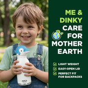 Kids Water Bottle 460ml Insulated Stainless Steel - AMICA STUDIO (Dinky Dolphin)