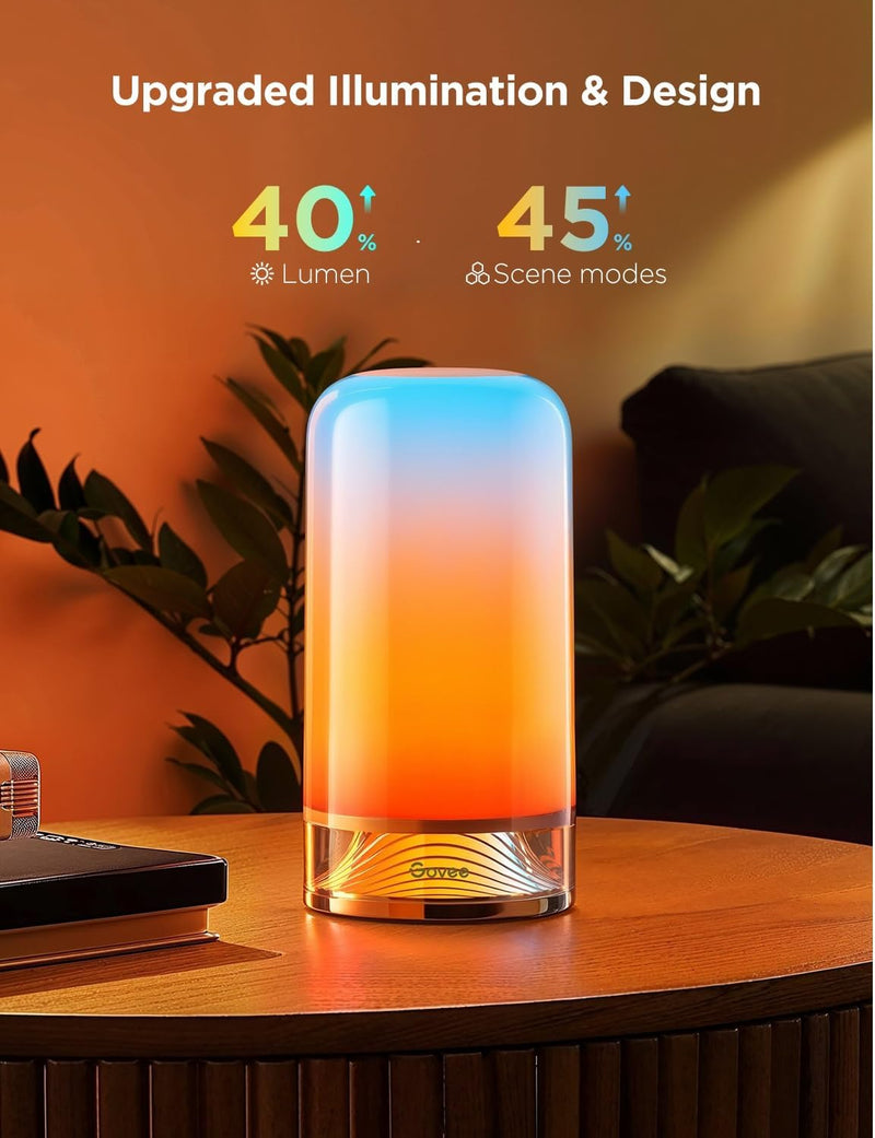Bedside Touch Table Lamp RGBICWW, Matter Alexa Compatible LED Light 70 Scene Modes, Timer, Music Sync, 2700-6500K Night Lamp for Bedroom & Kids Living Room Decor(Corded Electric)
