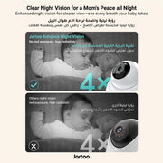 Jartoo 2K Video Baby Monitor with Camera and Audio, 1860ft Long Range Baby Monitor No WiFi 5.5" FHD Screen ANC Baby Camera Wireless, Feeding Clock, Night Vision, 2-Way Talk, AI Cry Detect, 6000mAh